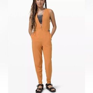 Lululemon Women's LAB Sarala Jumpsuit Orange Trut Tangerine Size MEDIUM NWT